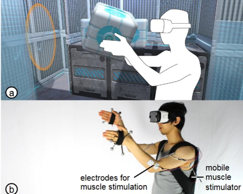 Using electrical muscle stimulation to render walls and heavy objects in VR