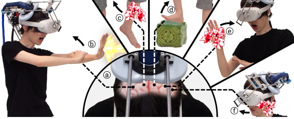 Producing touch sensations on several body parts by stimulating the brain